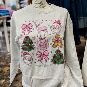 NEW - Simply Southern Boutique Christmas Holiday Pink Bows Sweatshirt